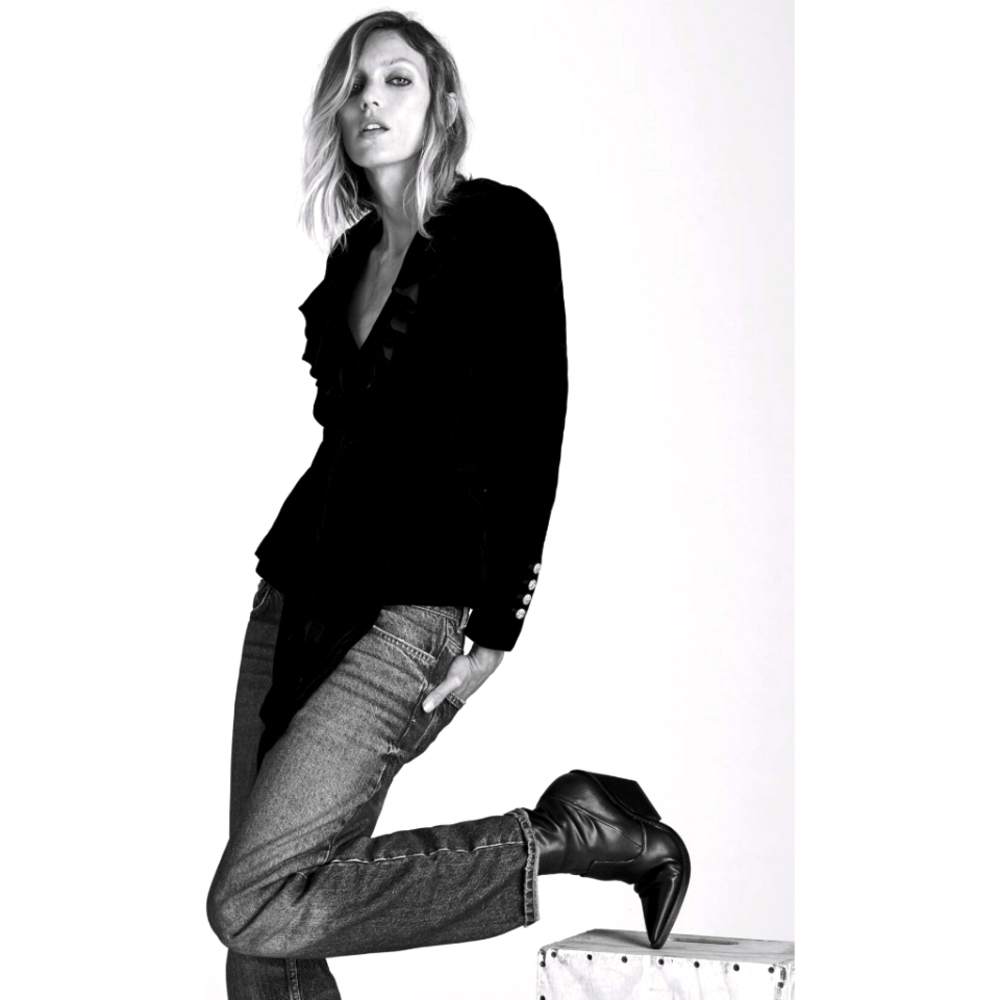 ZARA Ruffled Velvet Blazer